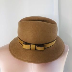 Vintage Lancaster Wool Camel Color Hat with Bow